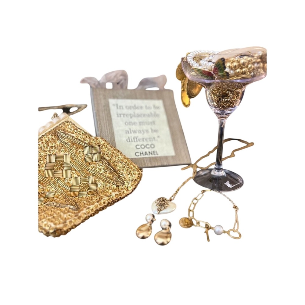 Vintage Glam Gold &‎ Pearl Evening Bundle